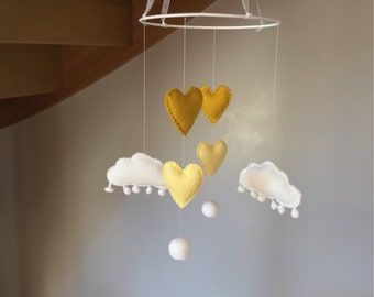 Felt really child/baby room mobile / yellow pattern