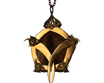 NOGITSUNE / Gold Pentagon Cage Vixen Queen Medallion / Free Shipping