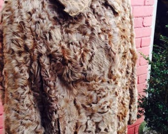 Vintage curly lamb fur coat