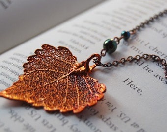 Small Fallen Copper Cottonwood Leaf Necklace | Electroformed Jewelry | Real Cottonwood Leaf Pendant | Nature Jewelry | Copper Leaf Necklace