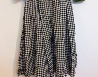 Vintage gingham pleated knee length skirt size small medium 8