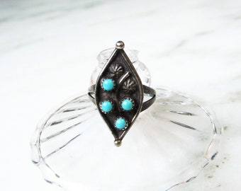 Estate Zuni Turquoise Sterling Silver Ring
