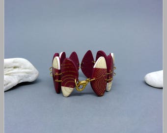 Bracelet Burgundy and white resin