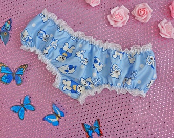 Cute Teddy Panties - Pastel Blue Sheep Knickers - DDlg - DDlg Panties - Adult Baby - Sissy Lingerie - Sissy Boy - Frilly Knickers Pants