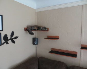 Floating Cat Shelf Set 4 pc. / Corner Perch with 1 Long, and 2 Short Shelves