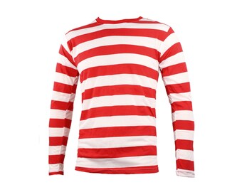 Men's Long Sleeve Red & White Striped Shirt