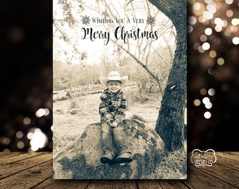 Rustic Christmas Photo Card-Custom 5x7 -Digital Download, Custom, Printable