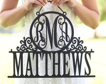 Personalized Newlywed Sign with Monogram and Last Name Wedding Gift Decor (Item NVMHDA1453)