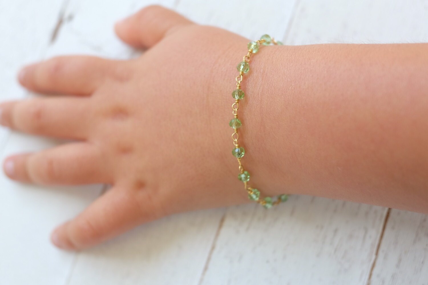 Peridot baby braceletbaby braceletkeepsakebirthstone