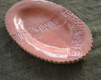 Mahjong Serving Plate - Mahjong Pottery - Oriental Plate - Coral Mahjong Plate - Chinese Pottery - Mahjong Dish