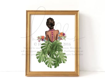 In the Garden (Choose your haircolor/skintone) Fashion Illustration Print