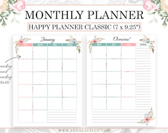 Happy Planner Classic Inserts Printable Bill Tracker Monthly