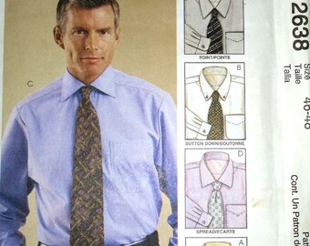 Men's Shirt with 4 collar styles in chest sizes 46 to 48 or 117cm-122cm - McCall's 2638