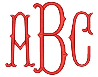 SALE 50% 4 Size Fishtail Monogram 3 Letters Embroidery Font BX fonts Embroidery Fonts, Machine Embroidery Designs