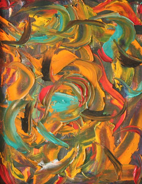 Abstract Swirls--original oil on canvas board, signed and framed