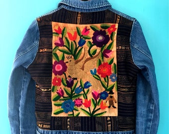 Stunning Vintage Guatemalan Textile Jean Jacket