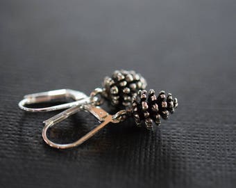 Tiny Silver Pinecone Earrings Outdoors Gift Rustic Bohemian Gold Pine Cone Earrings Copper PineCones Earrings Woodland Tree Boho Drops