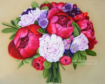 Custom Wedding Bouquet Painting in OIL by LARA 8x10