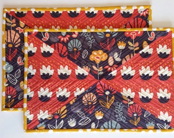 Placemats and Napkins - Quilted Placemats - Fabric Placemats and Napkins - Set of 2 Placemats and Napkins - Modern Placemats