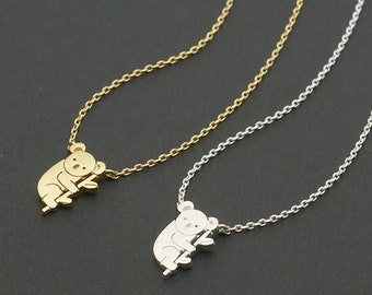 Koala delicate necklace. Gold. Silver.