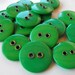 24 Green Metal Hole Round Buttons Size 3/4"