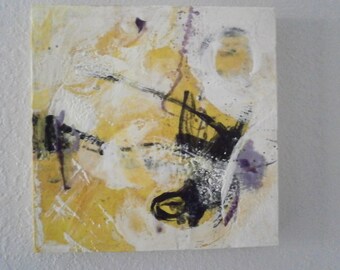 Abstract Encaustic Painting on cradled wood board, 12'x'12 by donnasledge