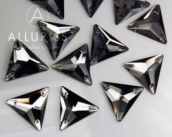 12pcs, Black Diamond Crystal Triangle, X-Large, 22mm, Sew on crystal stone flatback