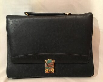 Vintage Black Faux Ostrich Purse