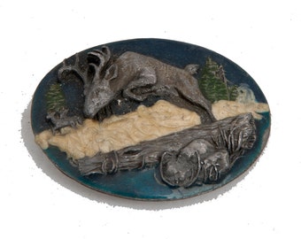Vintage stag belt buckle heavy piece