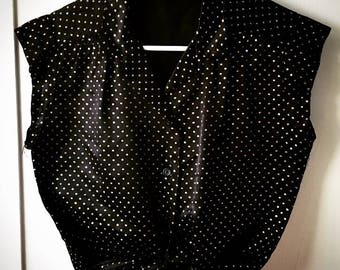 Vintage Black Polka Dotted Crop Top 1960s