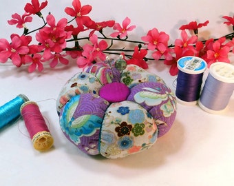 Pincushion, Tomato style, Asian Inspired Fabric- Ready to Ship