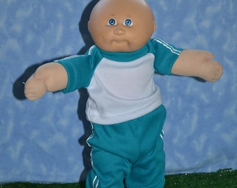 Cabbage Patch Clothes - Handmade for 16" - 18" Boy Dolls - Teal Sweats Outfit