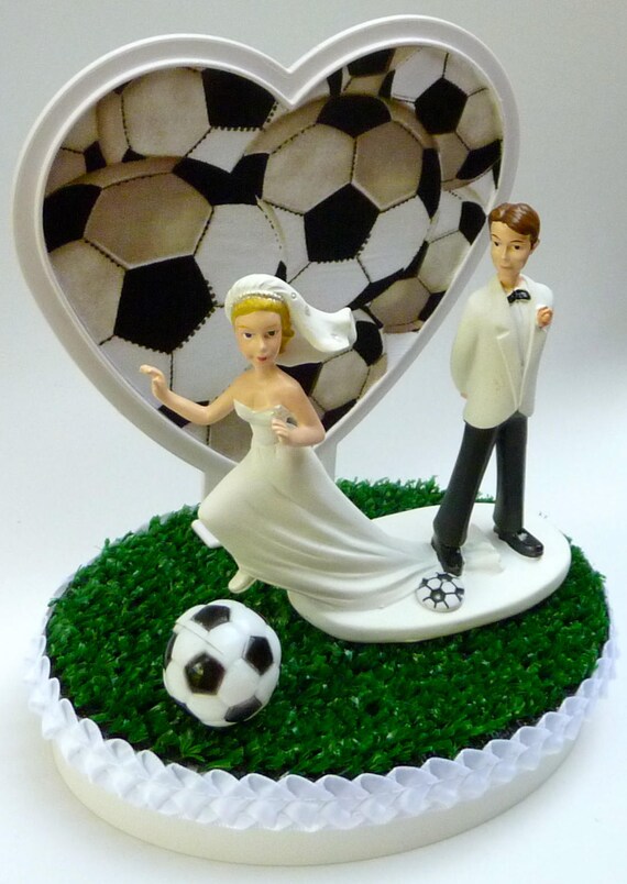 Wedding Cake Topper Runaway Bride Soccer Themed Sports Fans