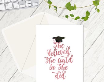 She believed she could so she did, University Card, Congratulations Card, Graduation Card, A Level Results Card, Graduation Cards, Congrats
