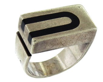 Sterling silver ring with inlay by Jens Asby Denmark