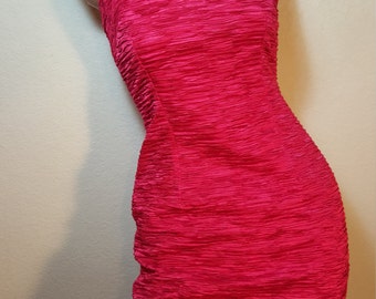 FREE SHIPPING Vintage 1980 Silk Wiggle Dress