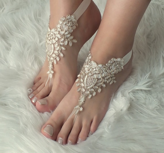 Barefoot Barefoot Gold Ivory Anklets Shoes Prom Gift Beach Sandals