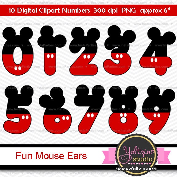 mickey mouse clipart numbers clip art digital png images