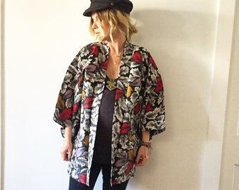 Vintage Silk Japanese Kimono, Silk Kimono , Layering Jacket
