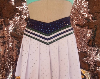 Cheer skirt, pleated skirt, vintage cheer uniform, swarovski skirt, cheer uniform