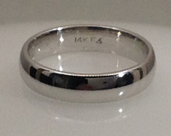 Vintage 4mm 14kt white gold wedding band