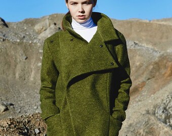 Wool Coat, Green Wool Coat, Women Winter Coat, Maxi Coat, Trendy Plus Size Coat, Women Jacket, Long Coat, Green Winter Jacket,