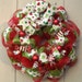 Have a Merry Candy Christmas Wreath wall or door decor in red and green with polka dots and chevron ribbon