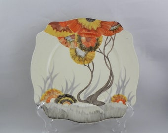 Rare! Original Bizarre by CLARICE CLIFF - Leda shaped *RHODANTHE* Plate - Excellent