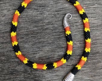 Necklace snake, Bead Crochet necklace , Snake skin necklace , Beadwork Jewelry , modern necklace
