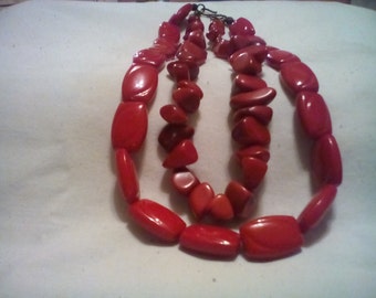 Red power statement necklace.