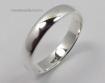 925 Sterling Silver 3.5 mm Wide Band Ring, Men's Women's Band Ring All Size US, Wedding Engagement Anniversary Band Ring, Best LOVE Gift