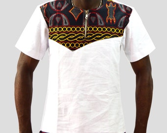 African print fabric and linen tunic