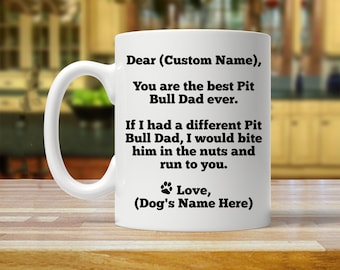 pit bull dad, pit bull gift, personalized pit bull gift, custom pit bull gift, pit bull mug, pit bull gifts, pit bull daddy, pit bull cup