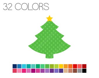 Christmas Tree Clip Art Polka Dots with Star - Digital Clipart - Instant Download - Commercial Use